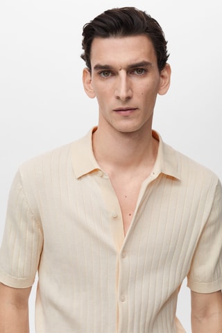 Chemise maille côtelée fine - Ivoire