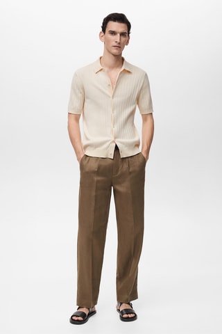 Chemise maille côtelée fine - Ivoire