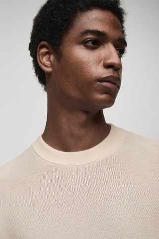 Pull-over maille coton microstructure - Blanc cassé