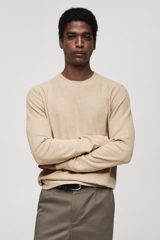 Pull-over maille coton microstructure - Sable