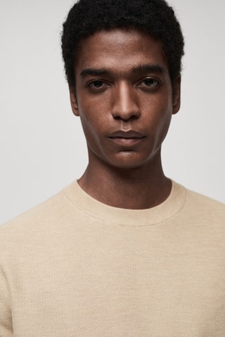 Pull-over maille coton microstructure - Sable