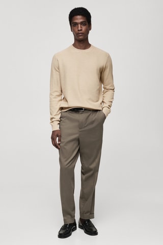 Pull-over maille coton microstructure - Sable