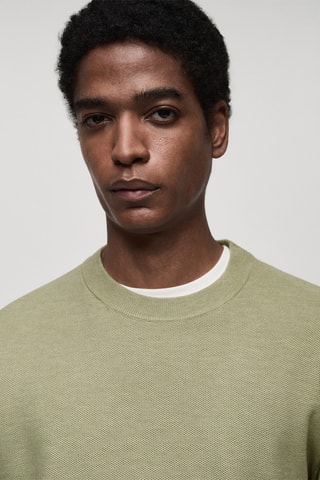 Pull-over maille coton microstructure - Vert pomme