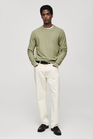 Pull-over maille coton microstructure - Vert pomme