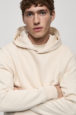 Sweater à capuche coton - Ecru