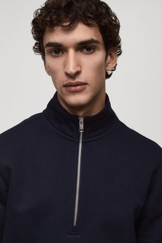 Sweat-shirt regular-fit col zippé - Bleu marine