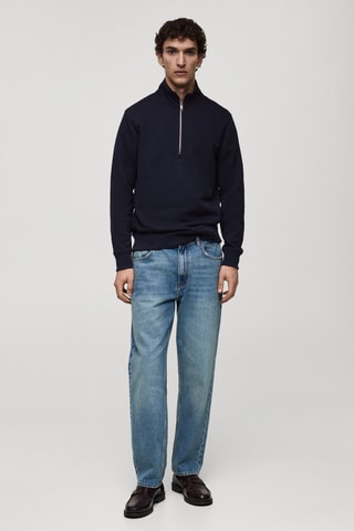 Sweat-shirt regular-fit col zippé - Bleu marine