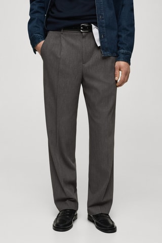 Pantalon pinces straight-fit - Gris