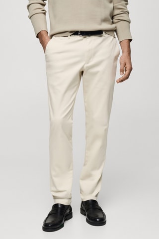 Pantalon Barna slim-fit en sergé - Ecru