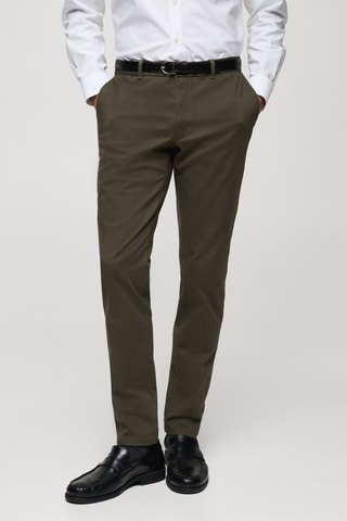 Pantalon Barna slim-fit en sergé - Kaki