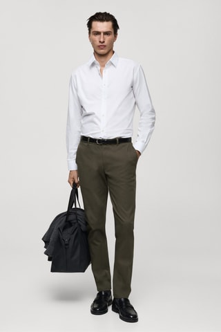 Pantalon Barna slim-fit en sergé - Kaki