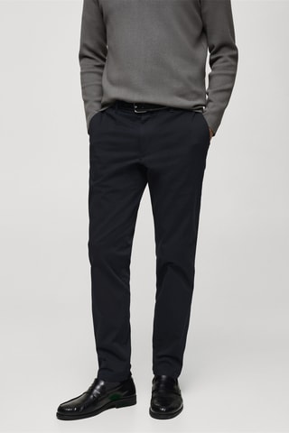 Pantalon Barna slim-fit en sergé - Bleu marine