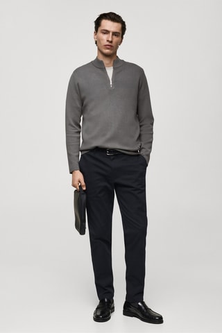 Pantalon Barna slim-fit en sergé - Bleu marine