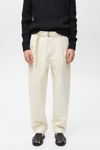 Pantalon ceinture relaxed-fit - Ecru