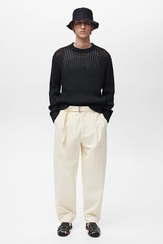 Pantalon ceinture relaxed-fit - Ecru