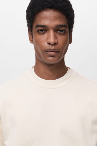 Sweat-shirt coton regular-fit - Blanc cassé