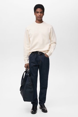 Sweat-shirt coton regular-fit - Blanc cassé