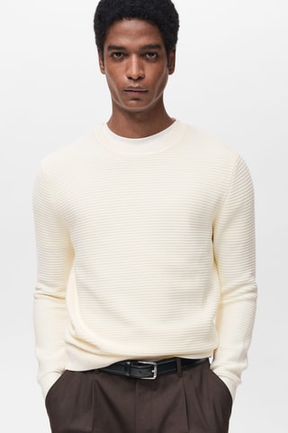 Pull 100 % coton tressé - Blanc cassé
