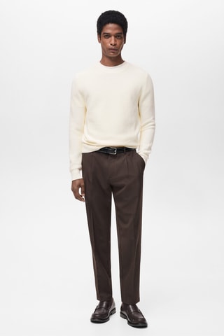 Pull 100 % coton tressé - Blanc cassé