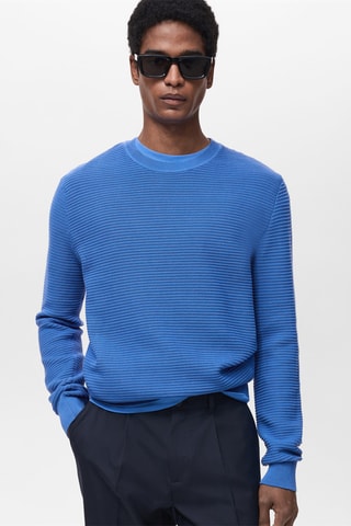 Pull 100 % coton tressé - Bleu