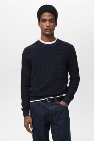 Pull 100 % coton tressé - Bleu nuit