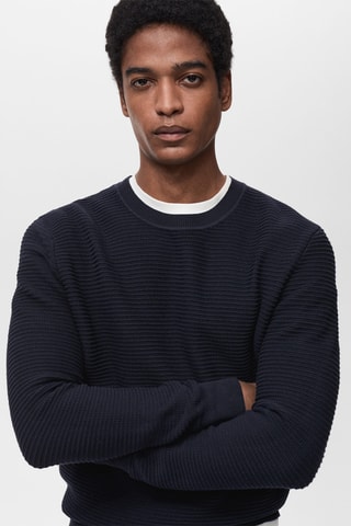 Pull 100 % coton tressé - Bleu nuit