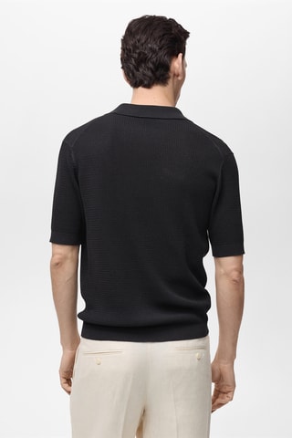 Polo maille fine structuré - Noir