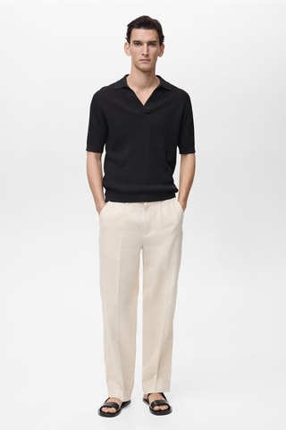 Polo maille fine structuré - Noir