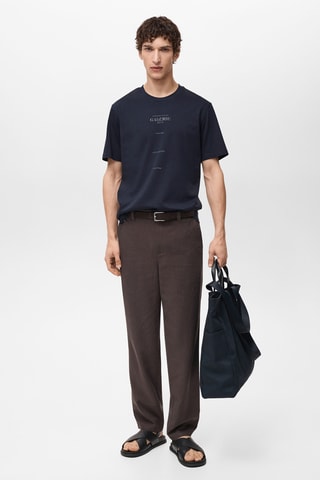 T-shirt imprimé manches courtes - Bleu marine