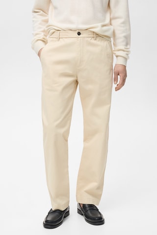 Pantalon coton cordon regular-fit - Ecru