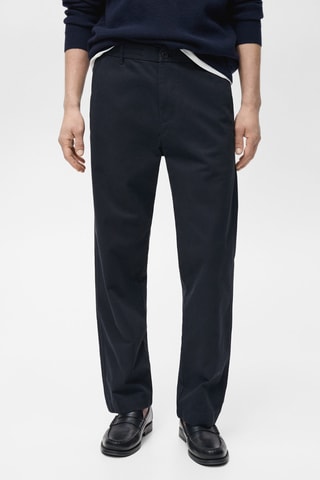 Pantalon coton cordon regular-fit - Bleu marine