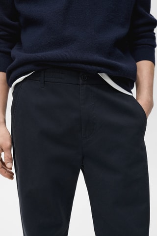 Pantalon coton cordon regular-fit - Bleu marine