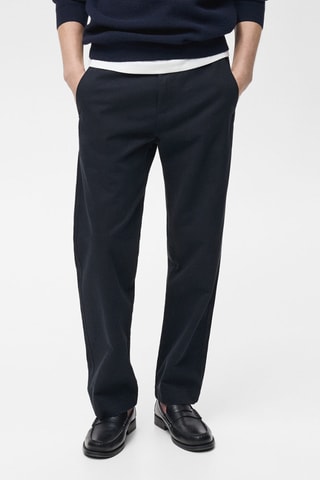 Pantalon coton cordon regular-fit - Bleu marine