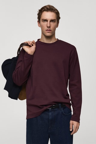 T-shirt manches longues regular-fit - Bordeaux