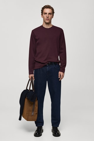 T-shirt manches longues regular-fit - Bordeaux