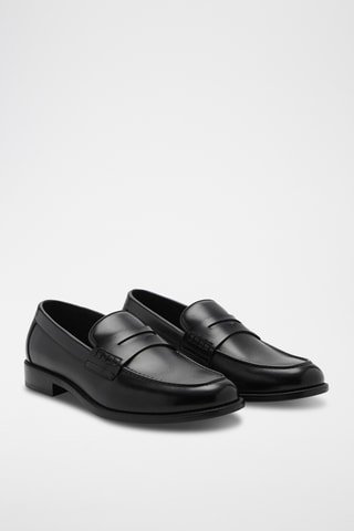 Mocassins découpe effet cuir nappa - Noir
