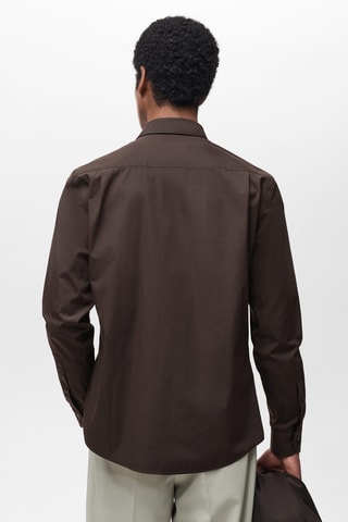 Chemise regular-fit 100 % coton - Chocolat