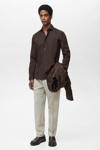 Chemise regular-fit 100 % coton - Chocolat