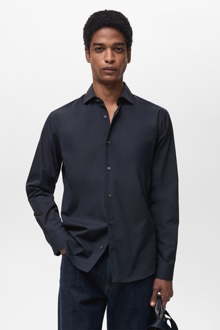 Chemise regular-fit 100 % coton - Bleu marine