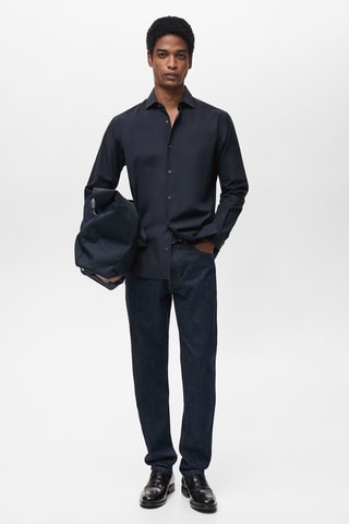 Chemise regular-fit 100 % coton - Bleu marine