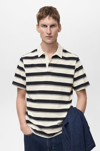 Polo 100 % coton rayures - Bleu marine