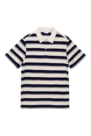 Polo 100 % coton rayures - Bleu marine