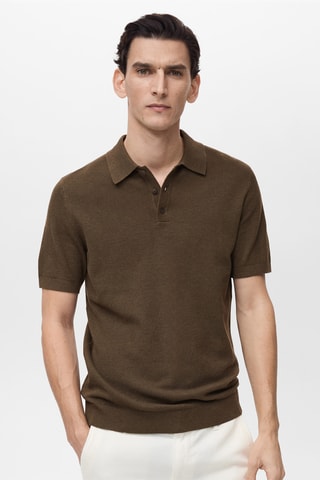 Polo maille structurée slim-fit - Marron