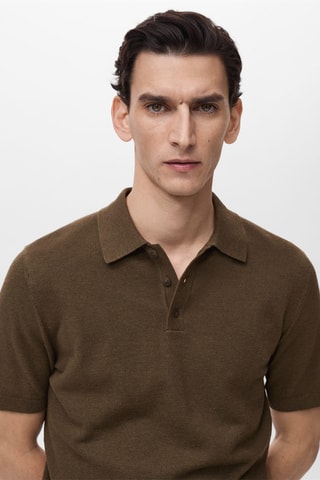 Polo maille structurée slim-fit - Marron