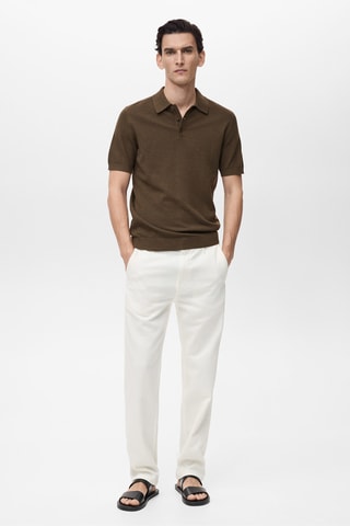 Polo maille structurée slim-fit - Marron