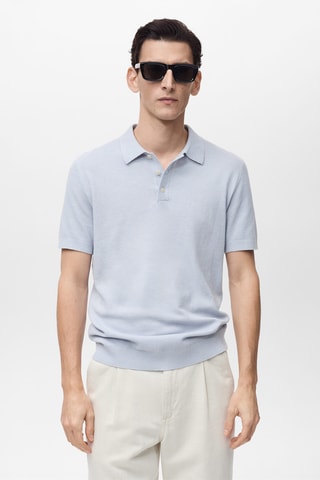 Polo maille structurée slim-fit - Bleu ciel