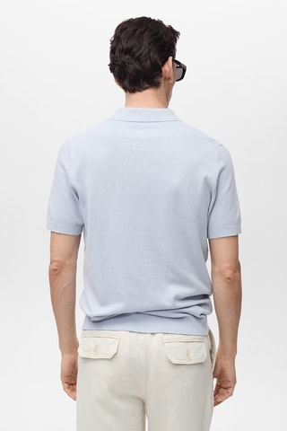 Polo maille structurée slim-fit - Bleu ciel