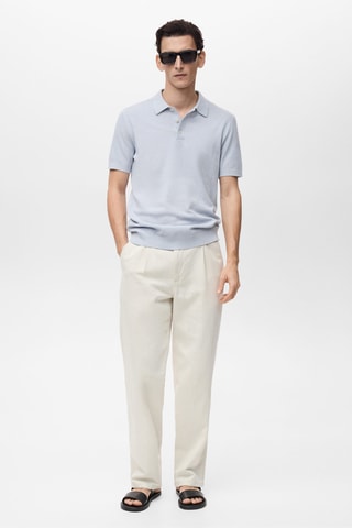 Polo maille structurée slim-fit - Bleu ciel