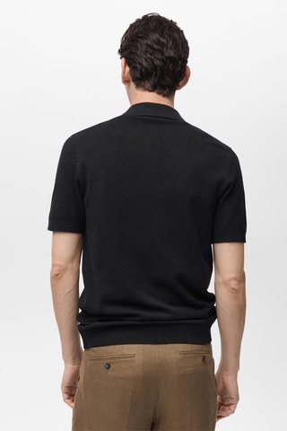 Polo maille structurée slim-fit - Noir