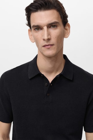 Polo maille structurée slim-fit - Noir